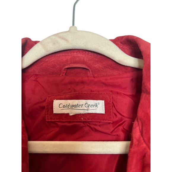Vintage Coldwater Creek Red Suede Jacket Womens L Fully Lined Zip Front Classic - Picture 4 of 4
